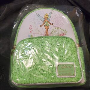 loungefly Peter Pan Tinkerbell Mont Green Sequin Mini Backpack